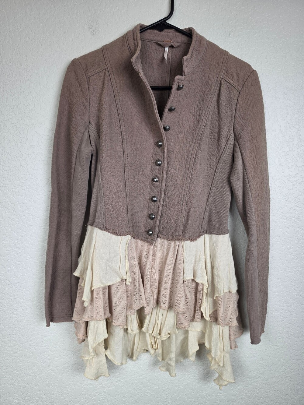 Free People Small Brown Long Sleeve Button Jacket